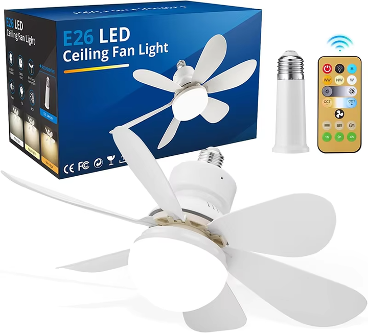 Ventilateur LED intelligent à 3 vitesses + télécommande moderne pour la maison