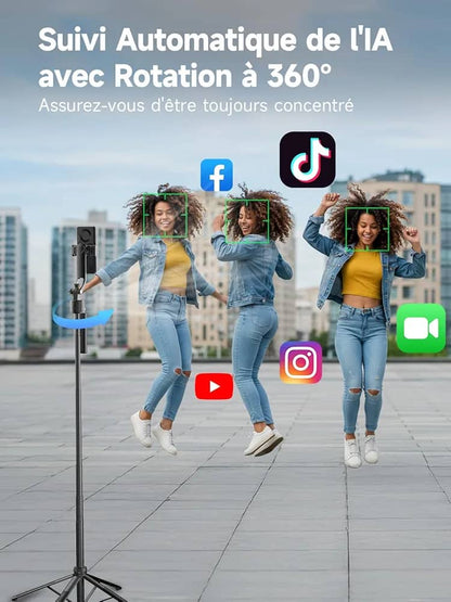 Trépied automatique avec suivi de mouvement, télécommande et fonction selfie